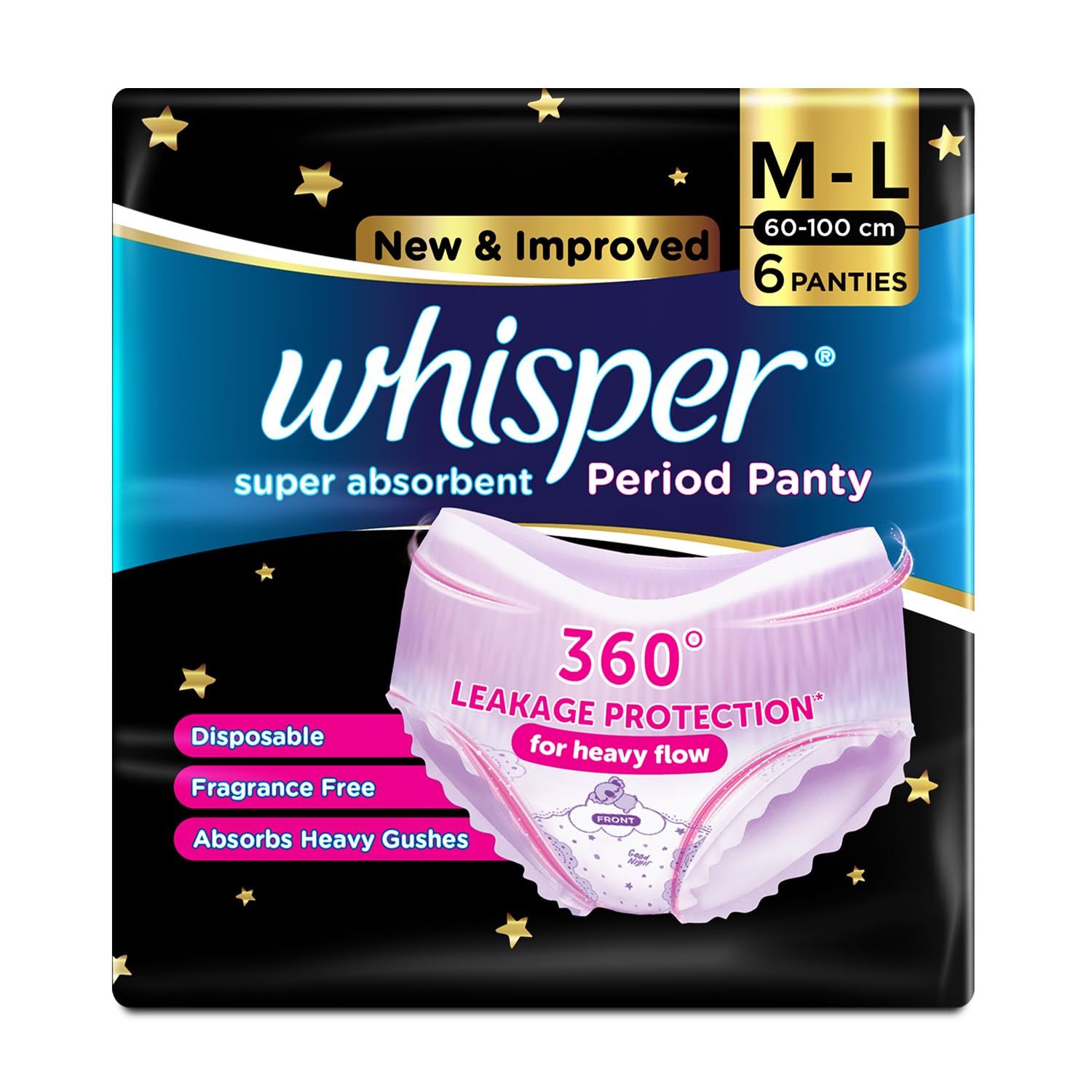 Whisper Period Panty (M-L) - Pack of 6 (325)