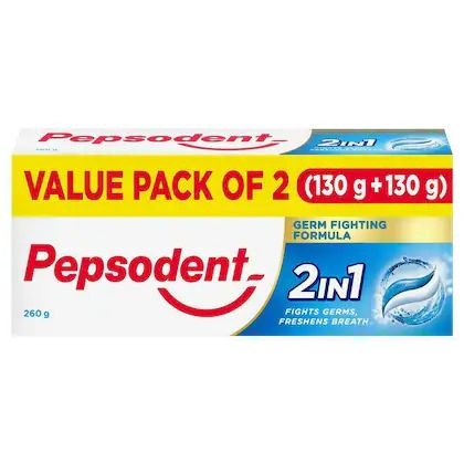 Pepsodent 2 IN 1 Toothpaste, 130g (Pack Of 2)