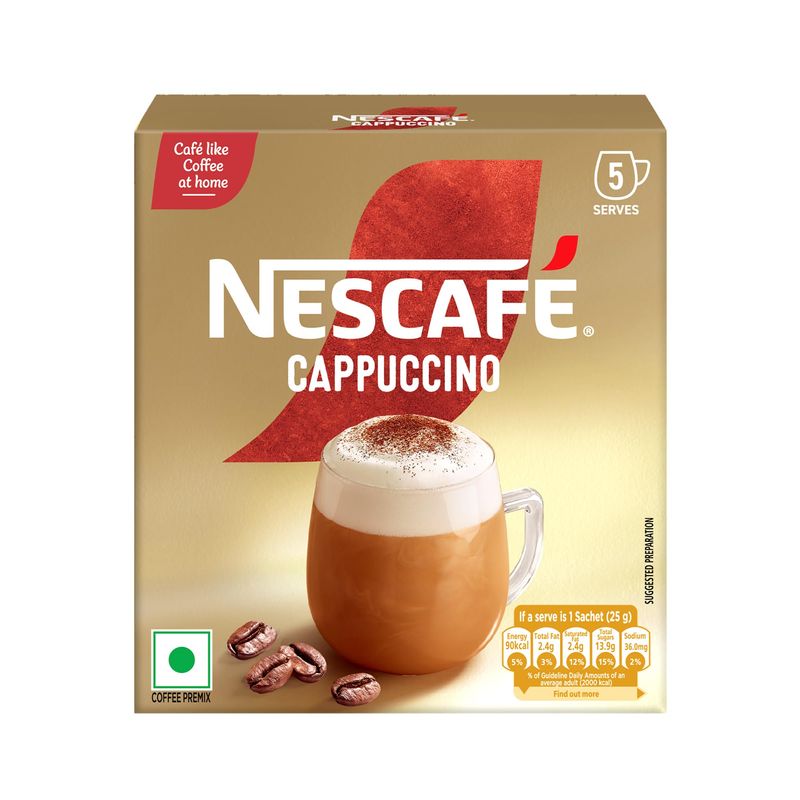 Nescafe Cappuccino Instant Coffee Premix - 25gm (Pack of 5 sachets) 