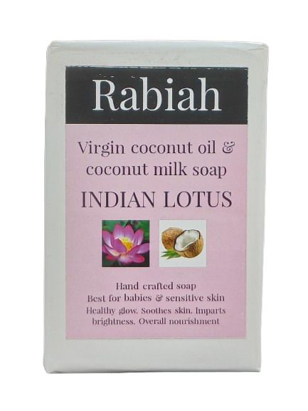Rabiah Virgin Coconut Oil &amp; Milk Hand Crafted Soap, Indian Lotus - 100gm