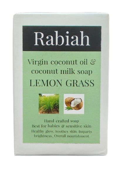 Rabiah Virgin Coconut Oil &amp; Milk Hand Crafted Soap, Lemon Grass - 100gm