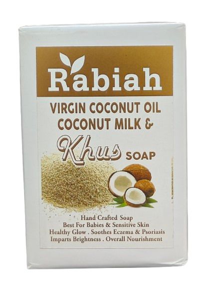 Rabiah Virgin Coconut Oil &amp; MIlk Hand Crafted Soap, Khus - 100gms