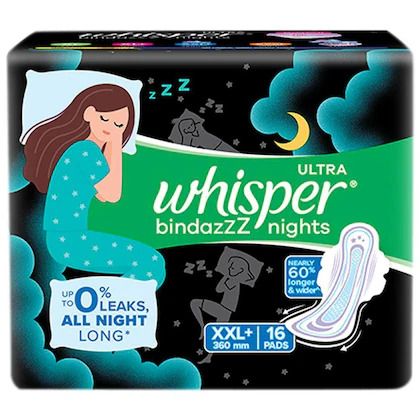 Whisper Ultra Overnight Sanitary pads With Wings 16 Pieces (XXL PLUS) (350)