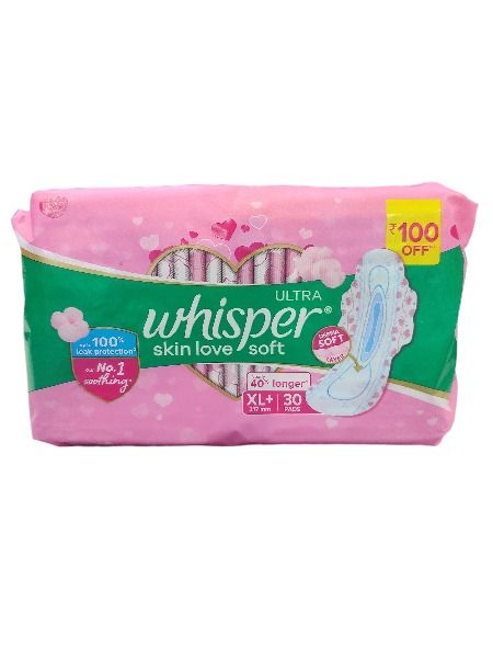Whisper Ultra Soft Sanitary Pads - 30Pieces (XL+) Pink (380)