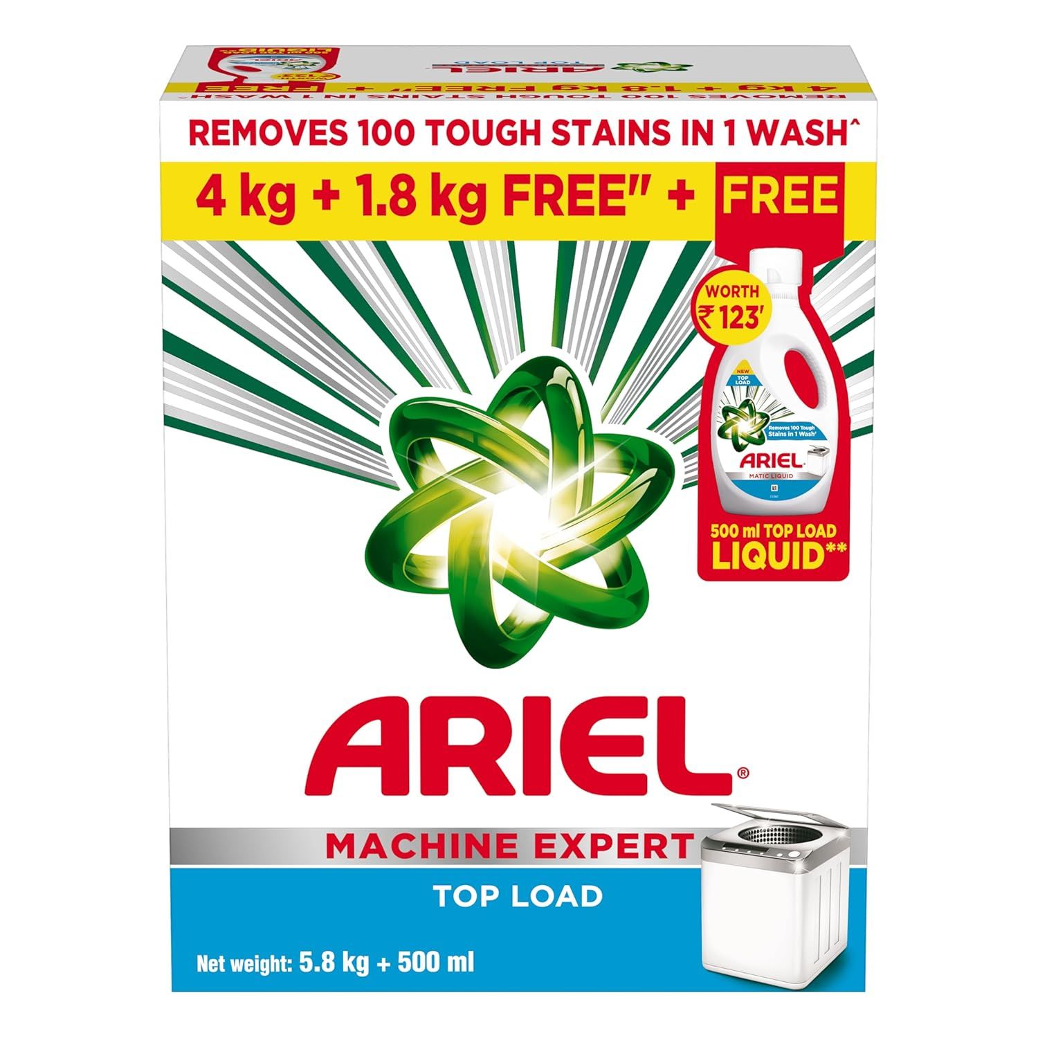 Ariel Matic Top Load Detergent Washing Powder 4+2Kg + 500ML Lqd Free