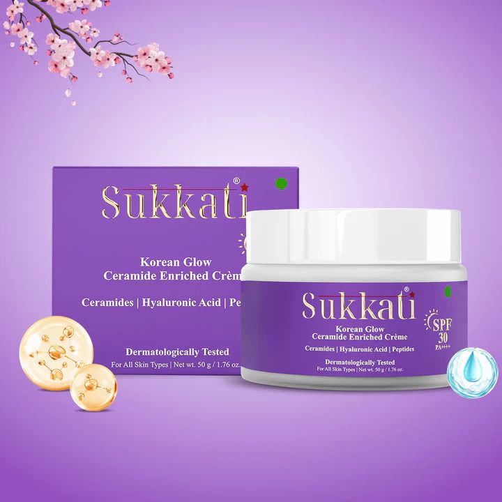 Sukkati Korean Glow Ceramide enriched creme SPF 30PA++++ (499)