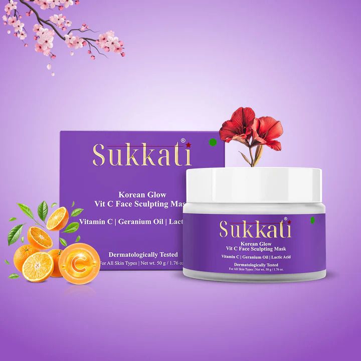 Sukkati Korean Glow Vitamin C Sculpting Face Mask - 50g (499)