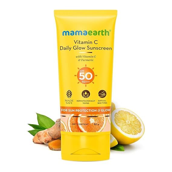 Mamaearth Daily Glow Sunscreen SPF 50 PA+++,with Vitamin C &amp; Turmeric ,80gm