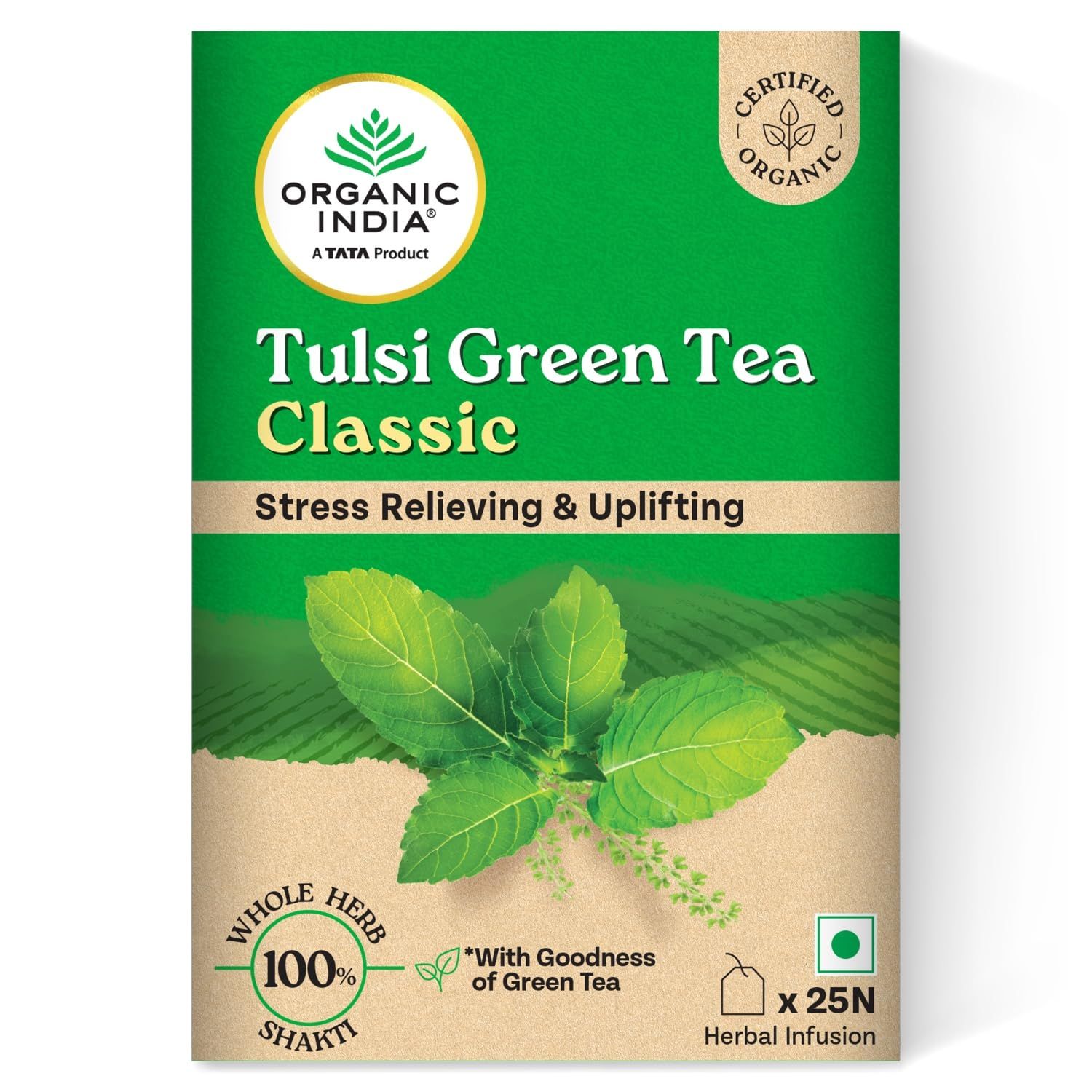 Organic India Tulsi Green Classic 25 Tea Bags (215)