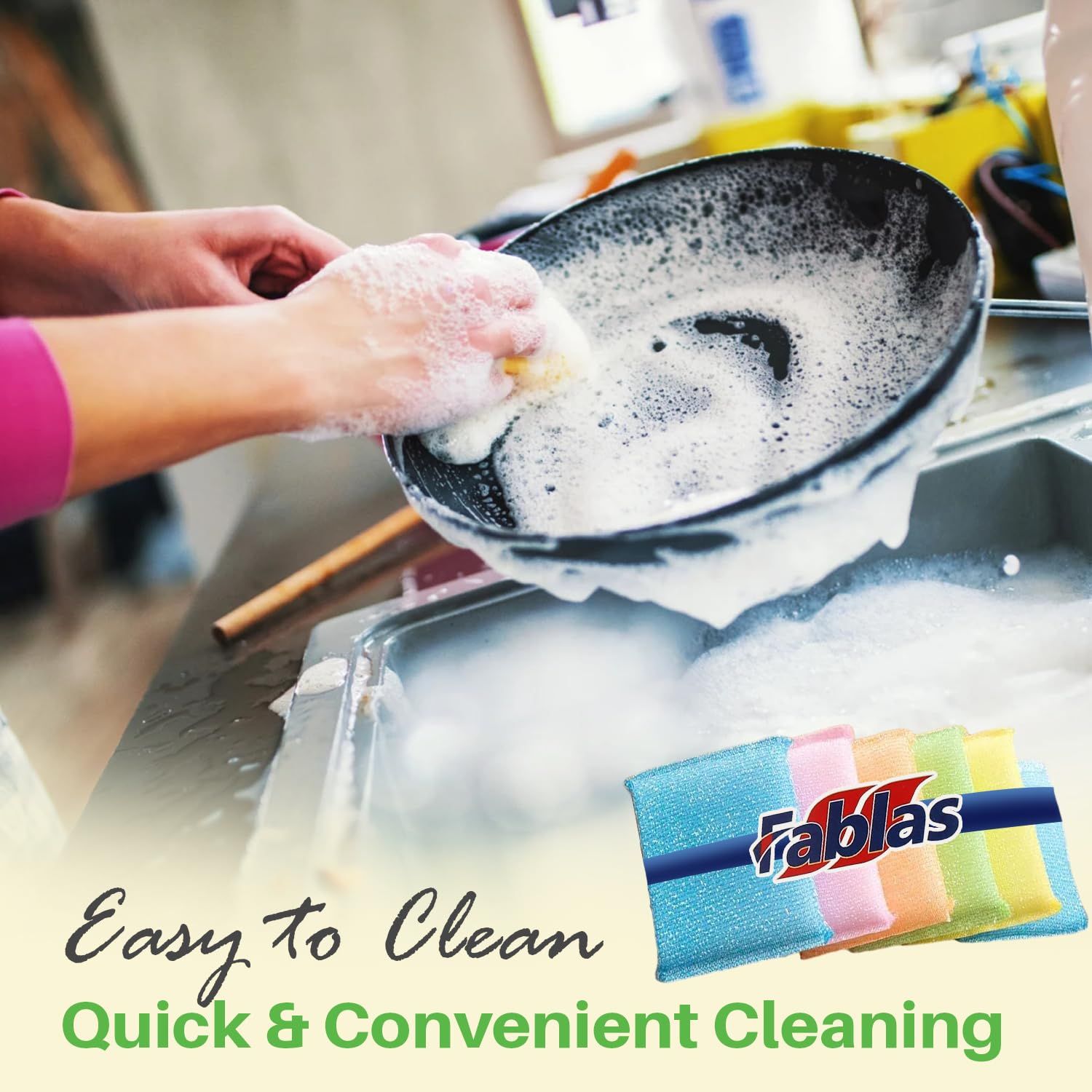 Fablas Scratch Proof Utensil Foam Scrubber Pack Of 3 (75)