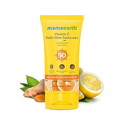 Mamaearth Daily Glow Sunscreen SPF 50 PA+++ With Vitamin C &amp; Turmeric 50 gm