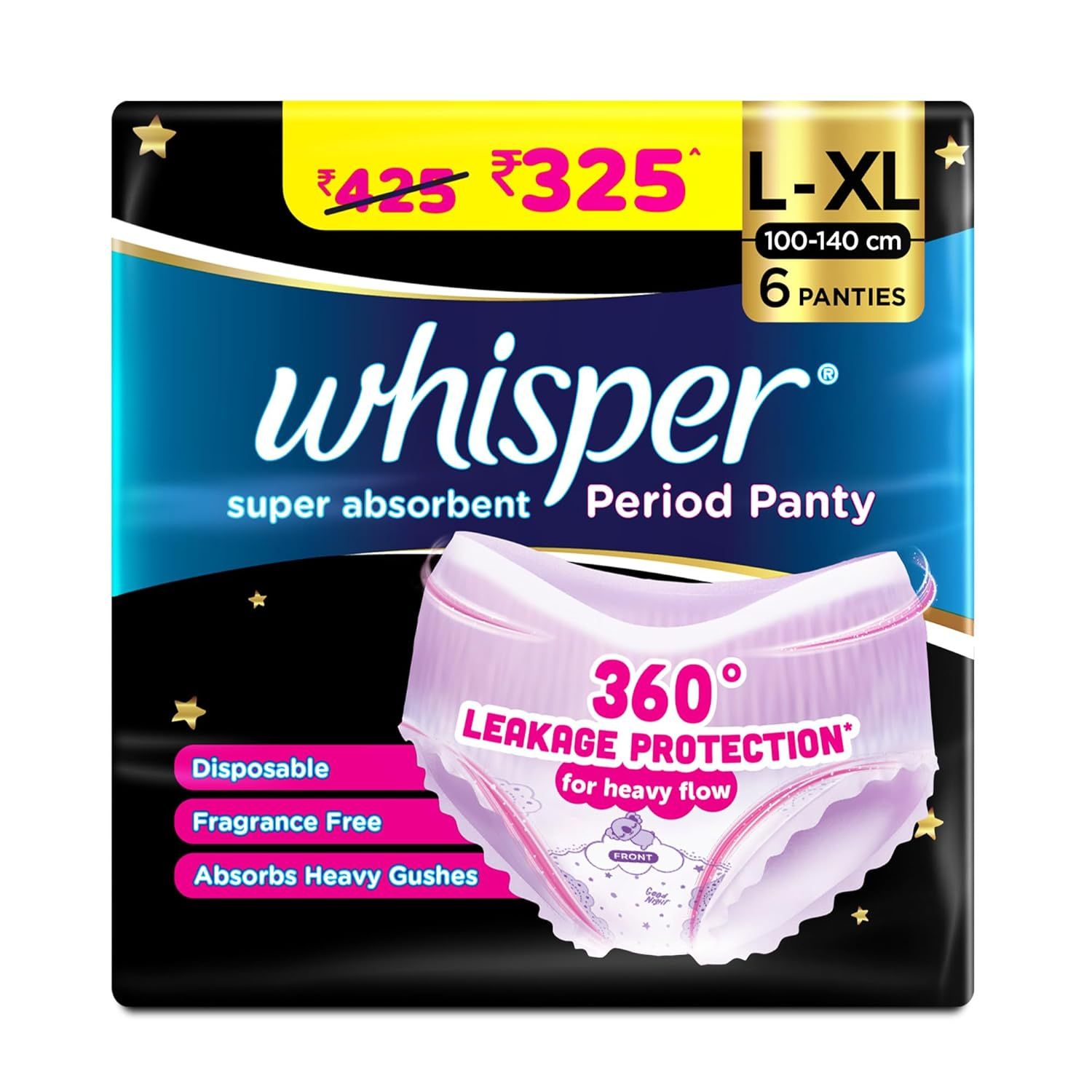 Whisper Period Panty (L - XL) Pack Of 6 (325)