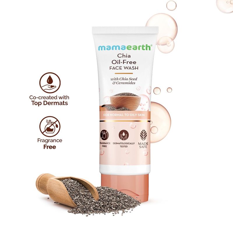 Mamaearth Oil-Free Face Wash With Chia Seed &amp; Ceramides - 100ml (269)