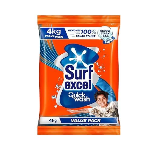 Surf Excel Quick Wash Detergent Powder 4 kg  (750)