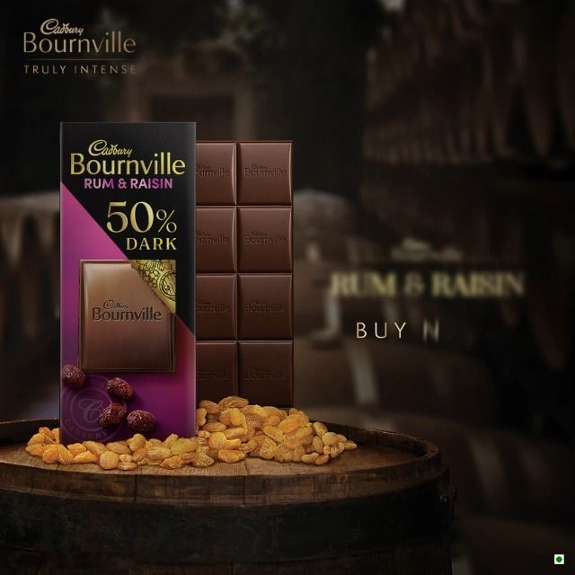 Cadbury Bournville Rum &amp; Raisin Chocolate Bar 78gm