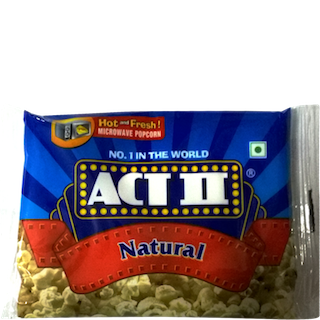 ACT II NATURAL POPCORN FOR MICROWAVE 33GM