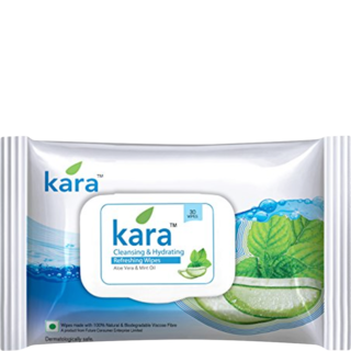 Kara Aloe Vera &amp; Mint Oil Cleansing &amp; Hydrating Face Wipe (25 Wipes) (110)