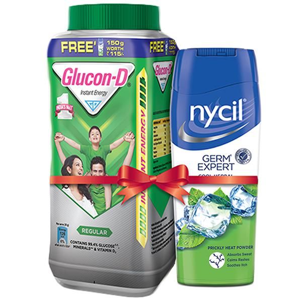 Glucon-D Regular Instant Energy  - 1Kg Jar + Nycil Talc Free (269)