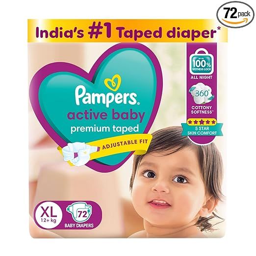 Pampers Active Baby Diapers - XL Pieces -72 (2100)