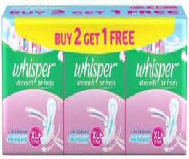 Whisper Ultra Soft Sanitary Pads - 45 Pieces (XL) (Pink) (499)
