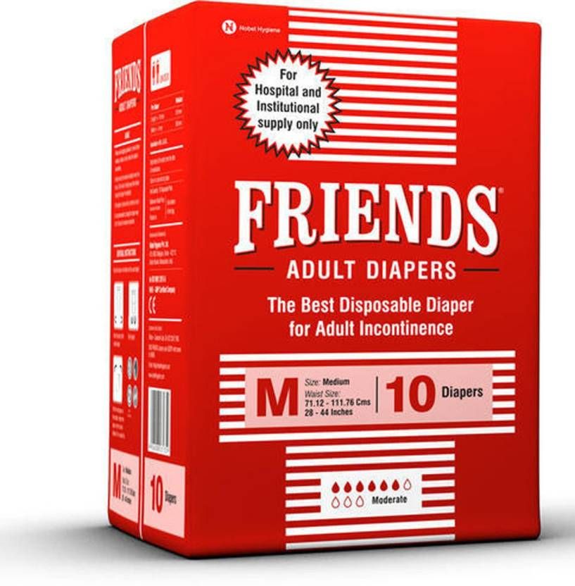 Friends Adult Diapers Medium (28-44 inch) (Pack of 10)