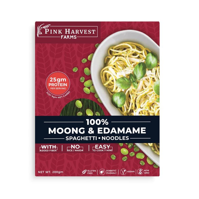 Pink Harvest Farms Moong &amp; Edamame Organic Spaghetti Noodles (Gluten Free) 200gm