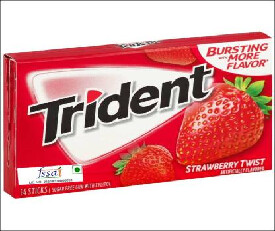 Trident Sugar Free Gum Strawberry Twist 14 Sticks 
