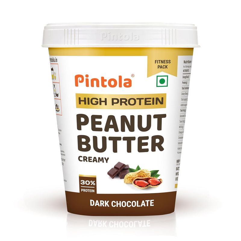 Pintola High Protein Dark Chocolate Peanut Butter (Creamy 1kg) 30g Protein,
