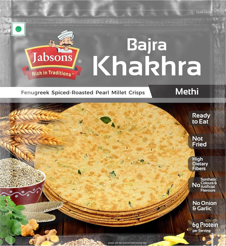 Jabsons Khakhra Bajra Methi Flavour 180gm Jabsons Khakhra Bajra Methi Flavour 180gm