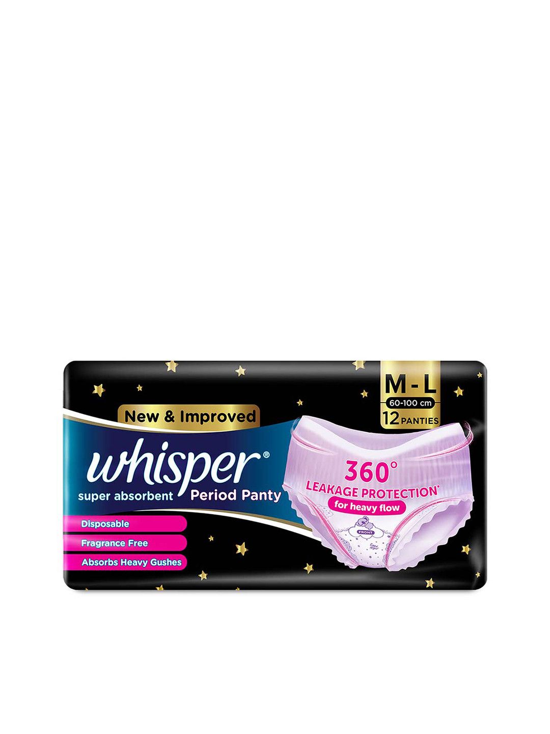 Whisper Period Panty (M-L) (60-100 cm) - Pack of 12 (599)