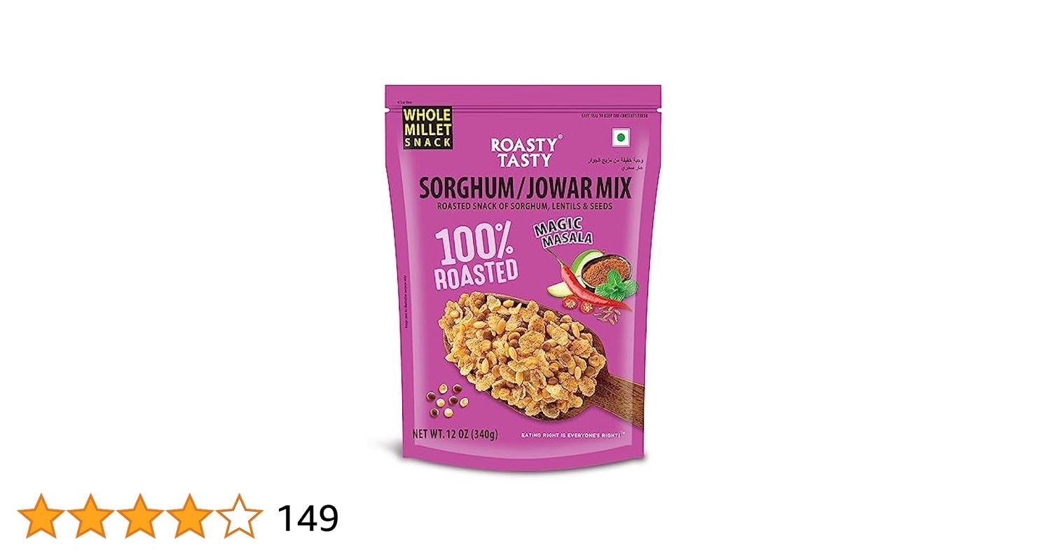 Roasty Tasty Jowar Mix Magic Masala Roasted Whole Millet Snacks (NO PALM OIL) 150gm