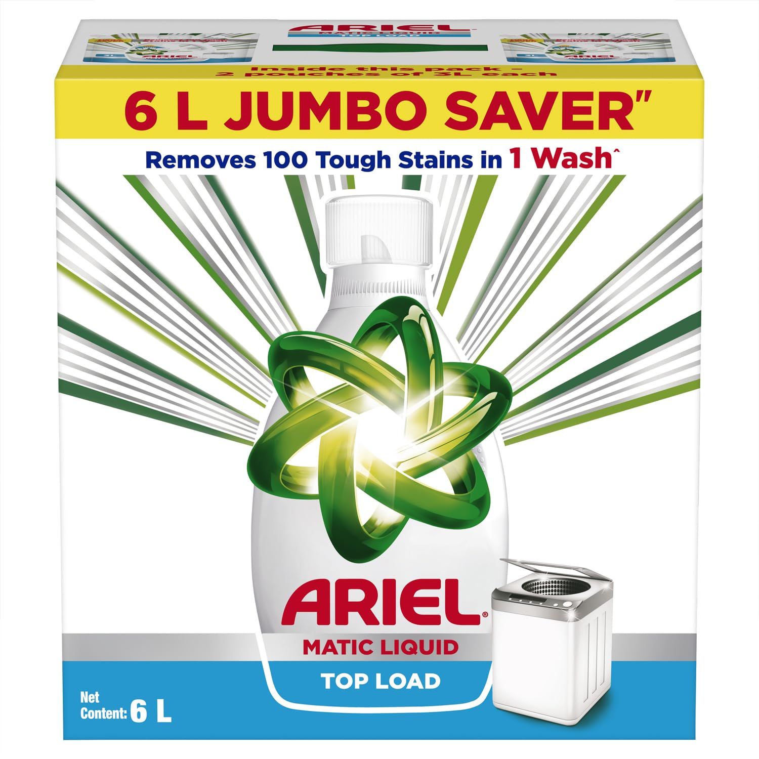 Ariel Top Load Matic Liquid Detergent - 6 Ltr + 500ml Botte Free (1029)