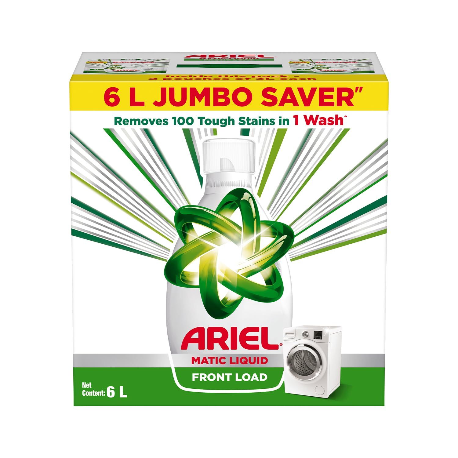 Ariel Front Load Matic Liquid Detergent 6LTR + 500ml Botte Free (1209)