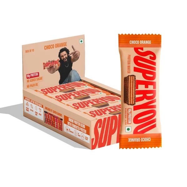 Superyou 10g Protien Waffer Bar Choco Orange (NO ADDED SUGAR) 40gm