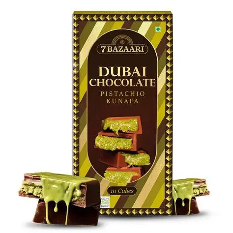 7 Bazaari Dubai Chocolate Pistachio Kunafa( 10 CUBES) 100gm