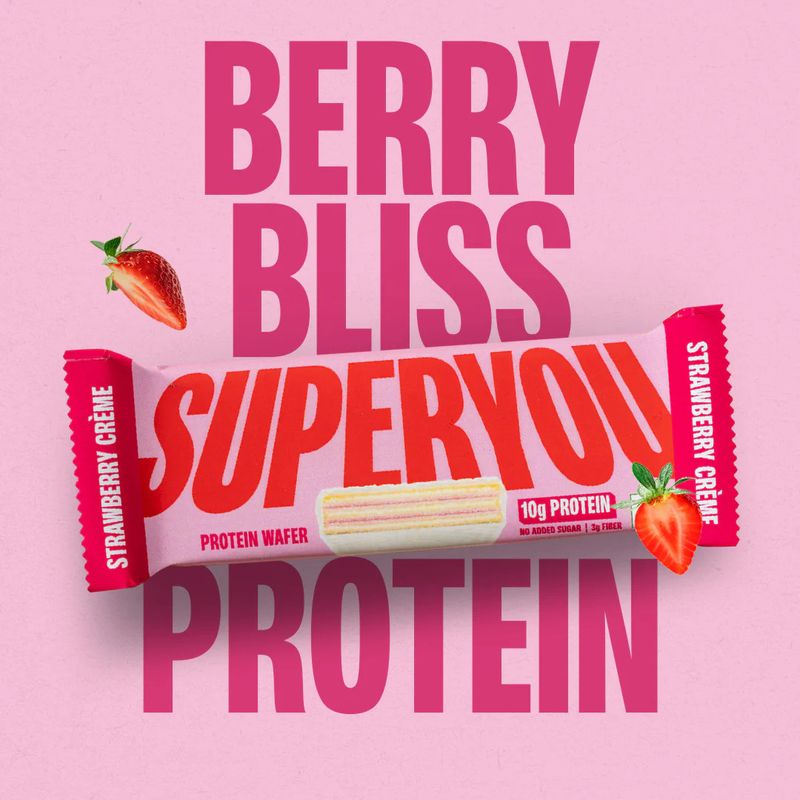 Superyou 10g Protien Waffer Bar Strawberry Creme (NO ADDED SUGAR) 40gm