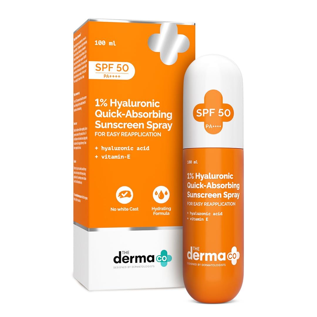 The Derma Co 1% Hyaluronic Quick Absorbing Sunscreen Spray SPF 50 PA++++ 100ML (699)