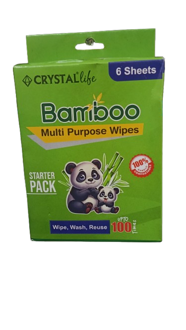 Crystal Bamboo Multi Purpose Wipes - 6 Sheets