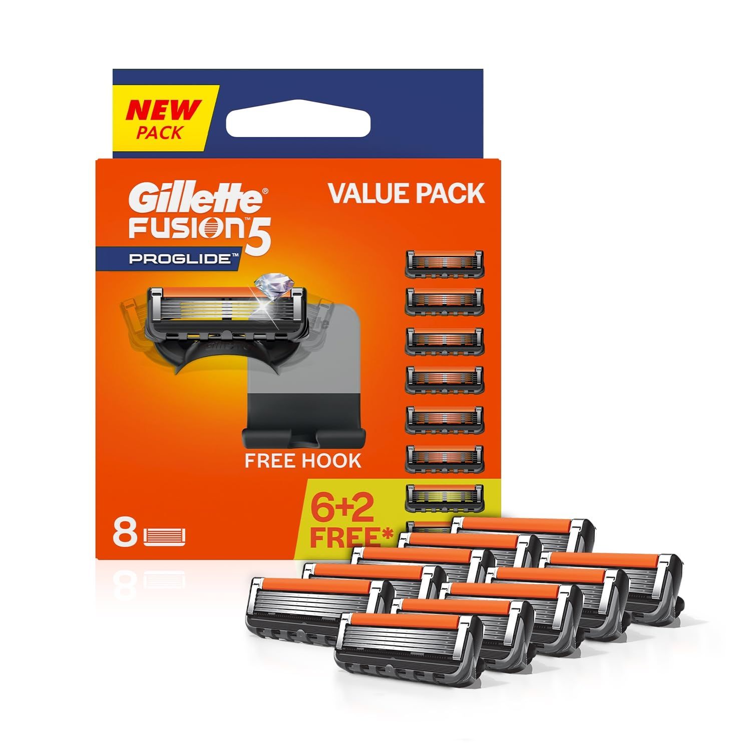 Gillette Fusion PROGLIDE Manual Shaving Razor Blades - 8s Pack Cartridge (2499)