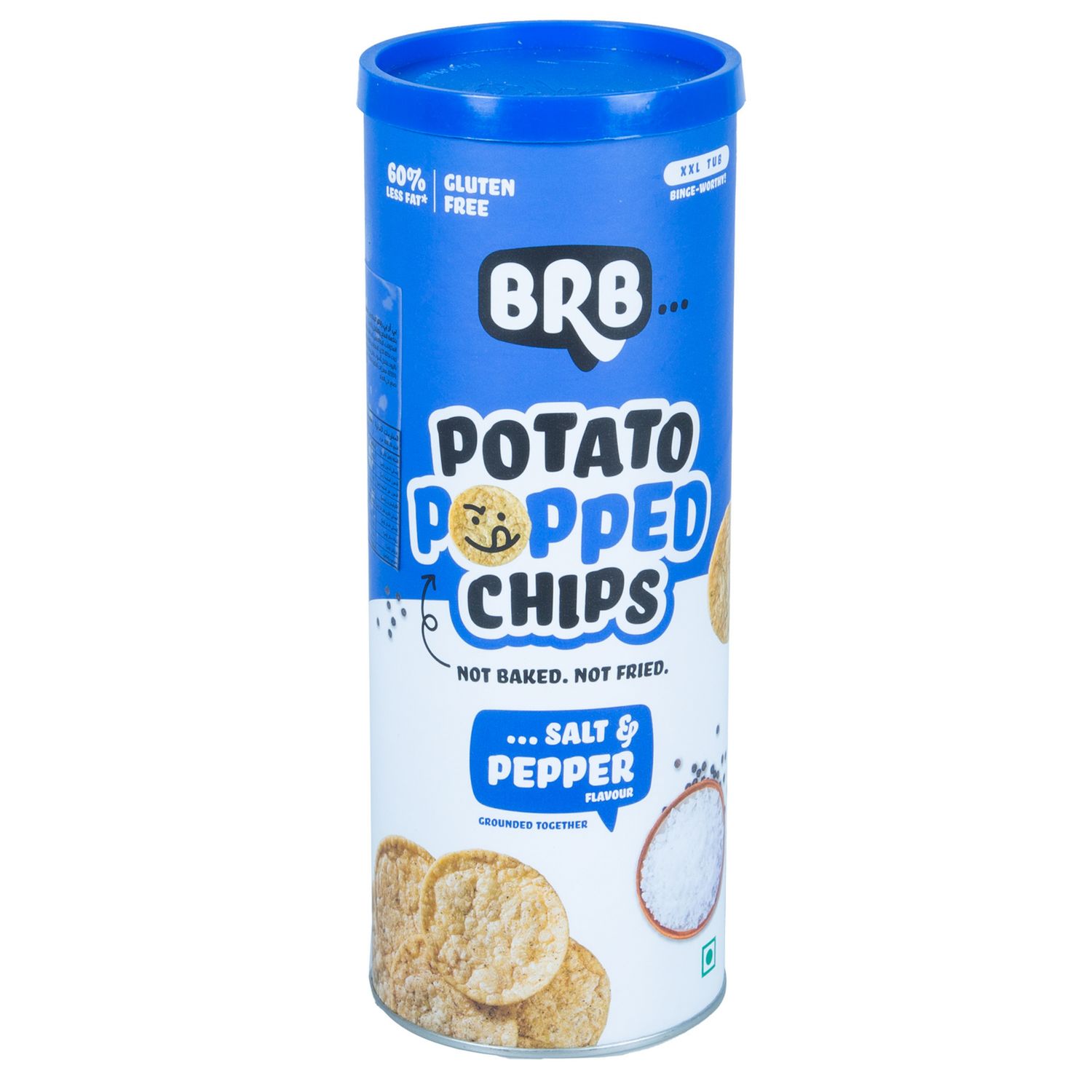 Brb Potato Popped Chips Salt &amp; Pepper Flavourd  (NOT BAKED NOT FRIED) XXL TUB 85gm