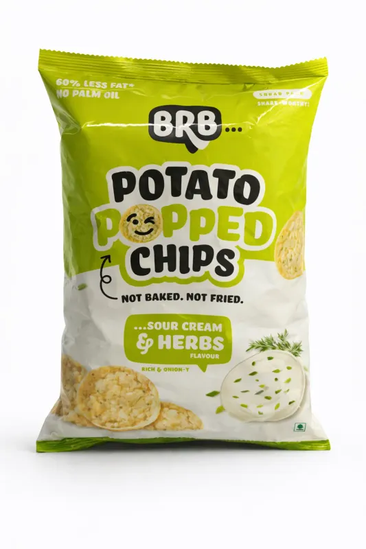 Brb Potato Popped Chips Sour Cream &amp;HerbsFlavourd  (NOT BAKED NOT FRIED) 51gm