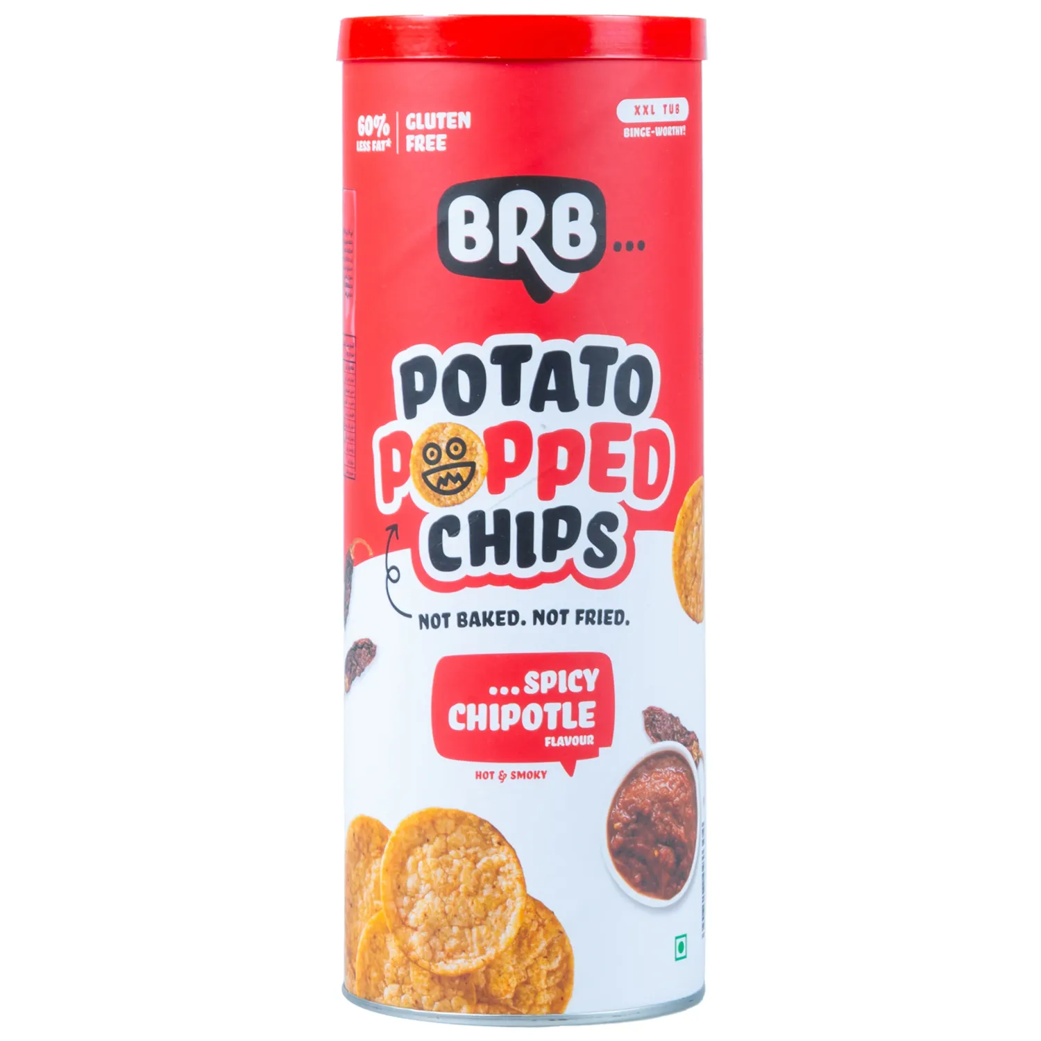 Brb Potato Popped Chips Spicy Chipotle Flavourd  (NOT BAKED NOT FRIED) XXL TUB 85gm