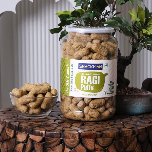 Snackman Ragi Puffs Mild Pudina ( NON FRIED SNACK) 180GM