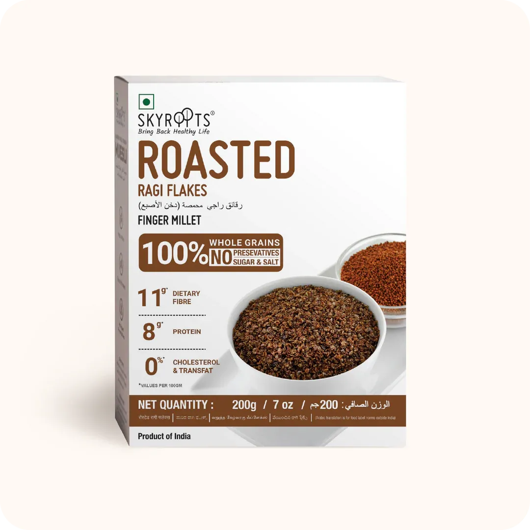 Skyroots Rosted Ragi Flakes 200gm (100% Whole Grains No Sugar &amp; Salt)
