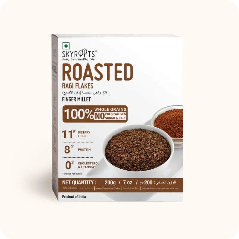 Skyroots Rosted Ragi Flakes 200gm (100% Whole Grains No Sugar &amp; Salt)
