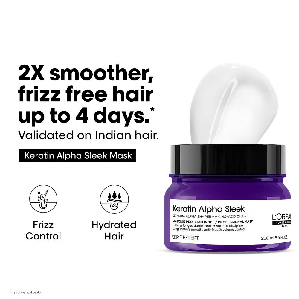 Loreal Professionnel Keratin Alpha Sleek Frizz Control Hair Mask - 250g (1190)