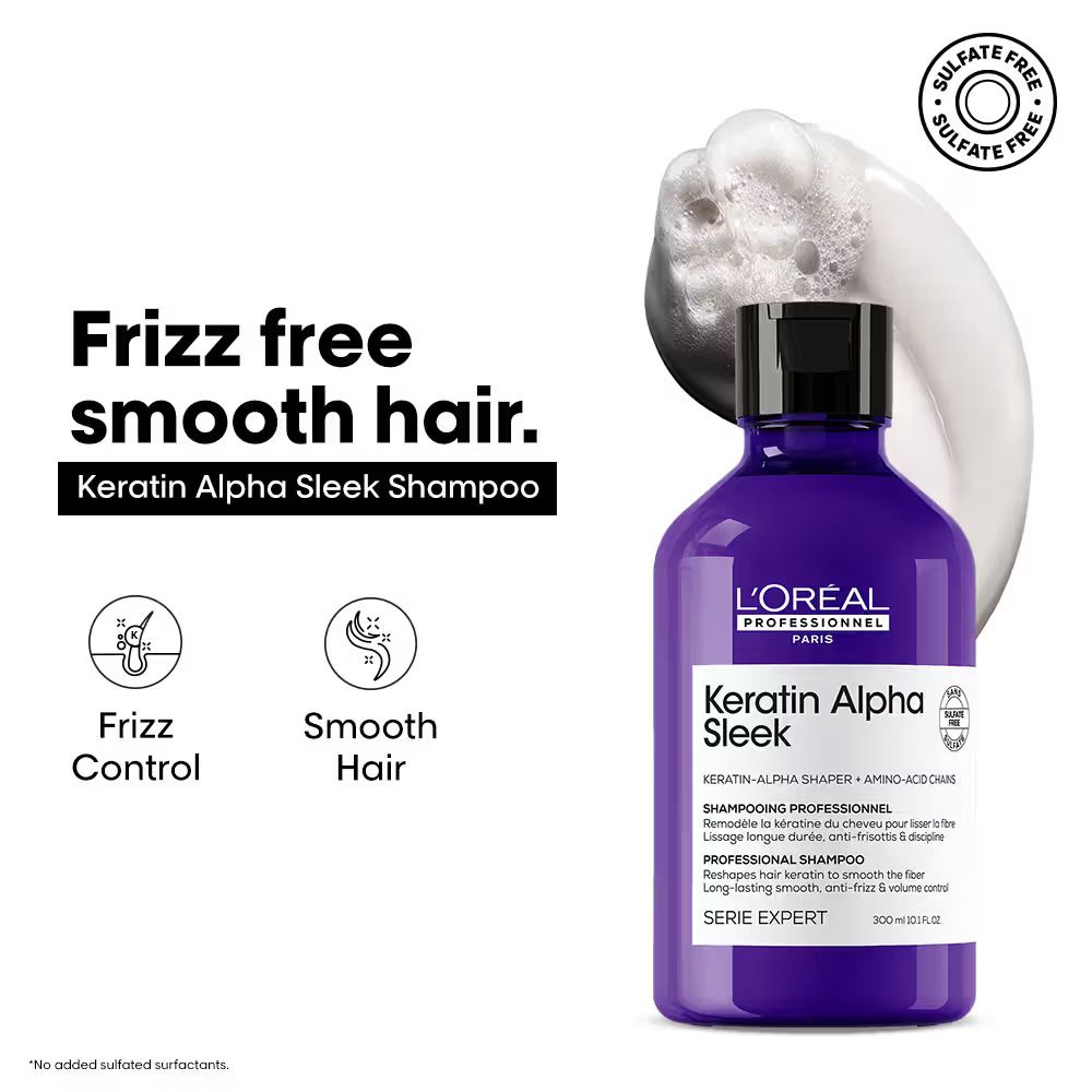 Loreal Professionnel Keratin Alpha Sleek Frizz Control Shampoo - 300ml (990)
