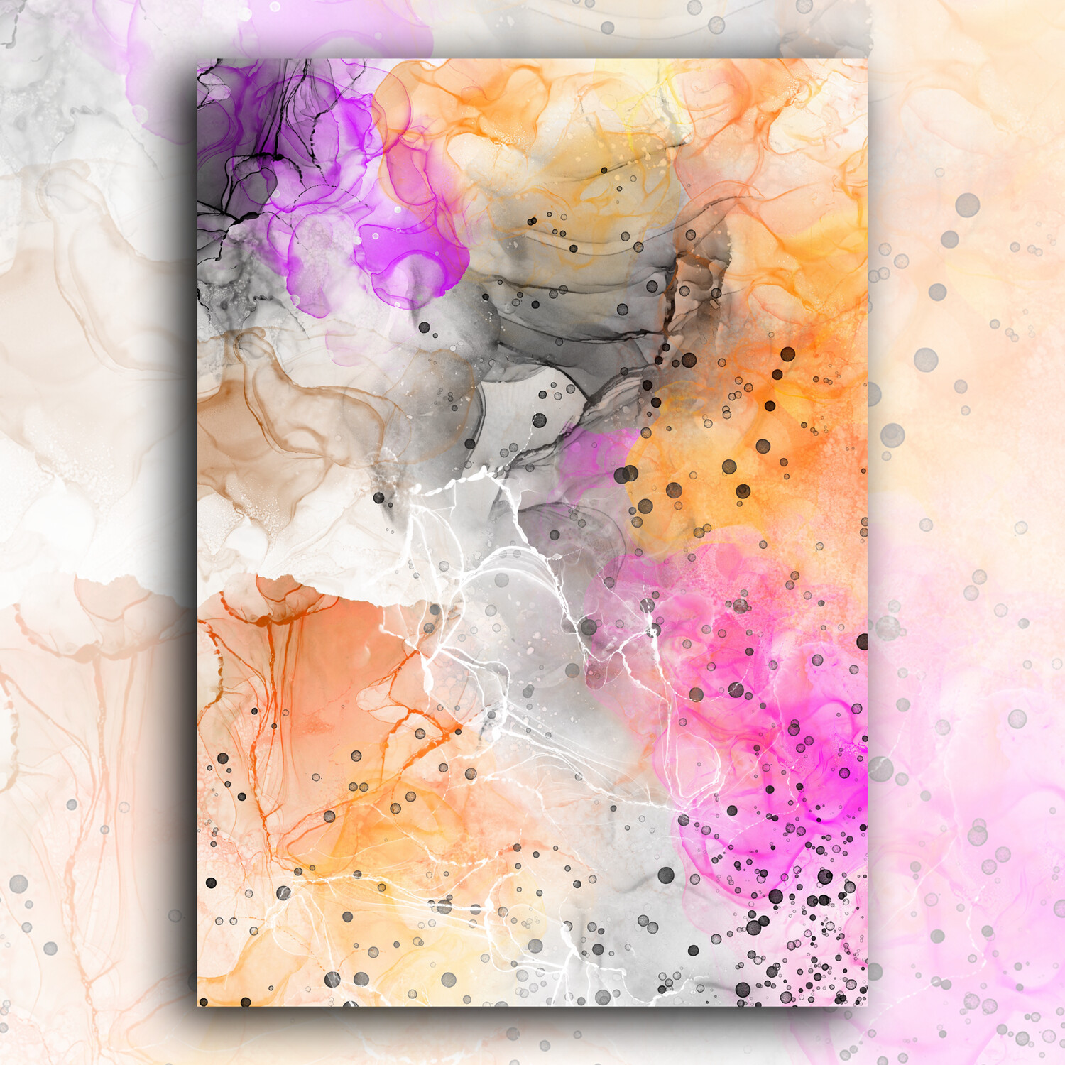 Orange &amp; Pink Alcohol Ink Print
