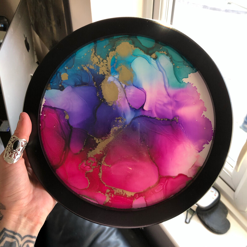 8” Framed Alcohol Ink Painting