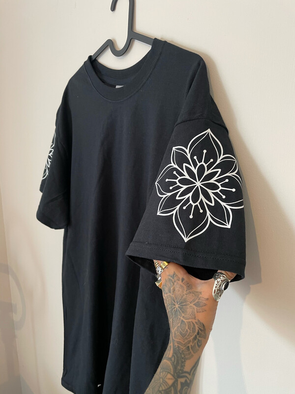 Black With White Sleeve Pattern T-Shirt